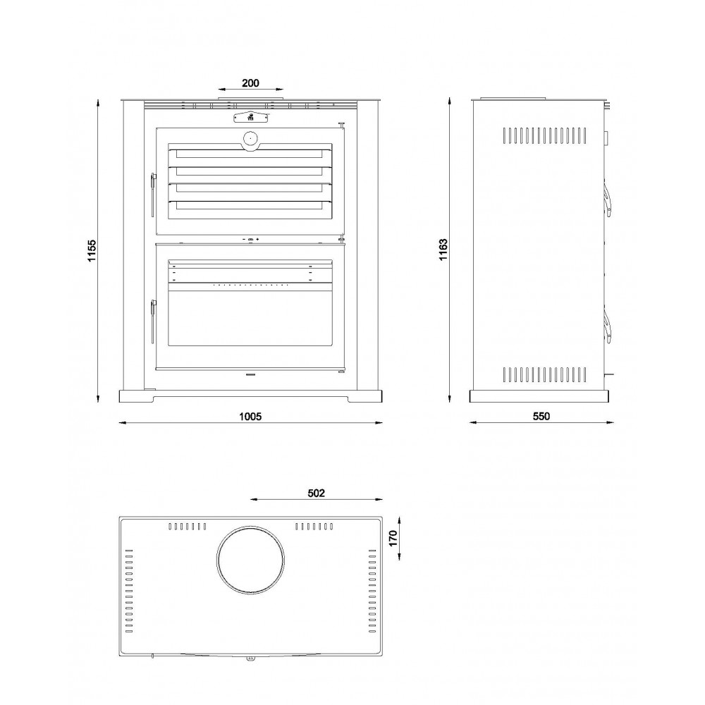 ESTUFA LEÑA CON HORNO INSERTABLE FM HL-200 R  CHIMENEAS MOLINA. VENTA E  INSTALACIÓN DE ESTUFAS DE LEÑA Y PELLET.